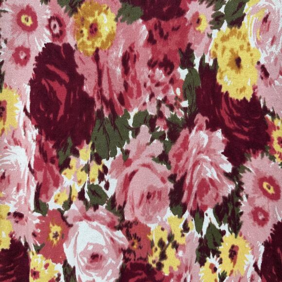 Talbots Sweater Womens Petite Small Pink Red Yellow Floral Silk Cotton Cardigan - Picture 8 of 9